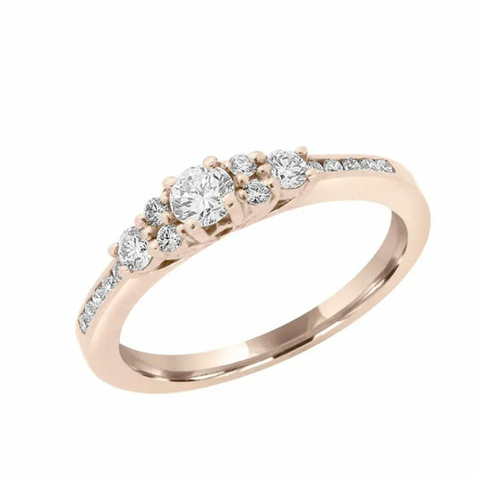 0.42ct Lab Diamond Twisted Anniversary Ring | Round VS2+ | 10K Rose Gold
