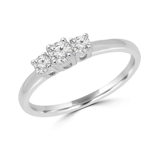 0.30ct Lab Diamond Trinity Engagement Ring | 3-Stone VS2+ | 10K White Gold