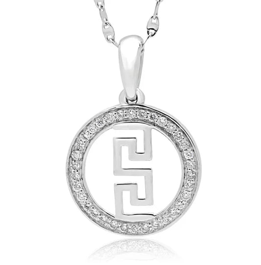 0.20ct Greek Key Lab Diamond Pendant | VS2+ | 10K Yellow Gold