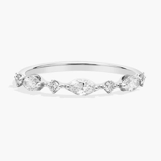0.39ct Marquise & Round Alternating Diamond Band | 10K Gold