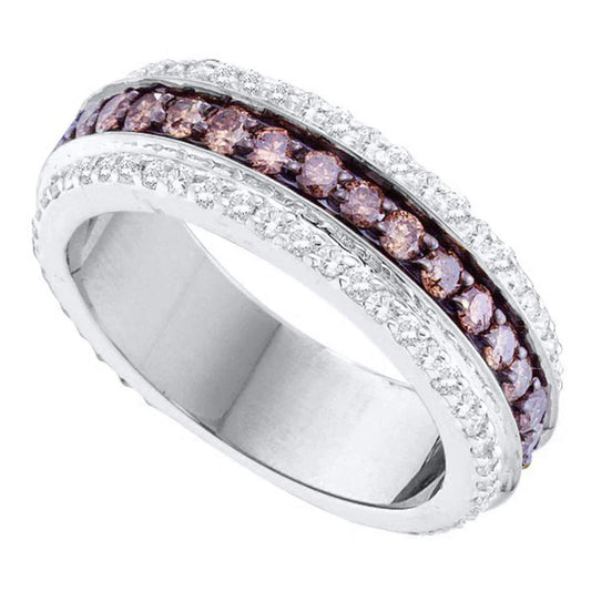 1.4ct Cognac Lab Diamond Band Ring | Round VS2+ | 10K White Gold