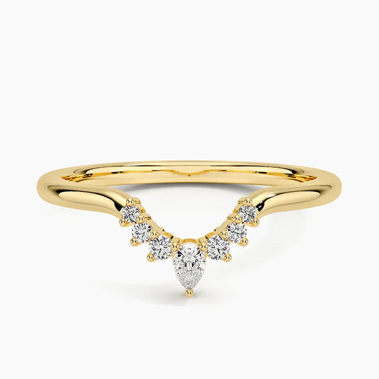 1ct Lab Diamond Ring | Crescent Contour | IGI Certified | 10K White Gold | Wedding Band