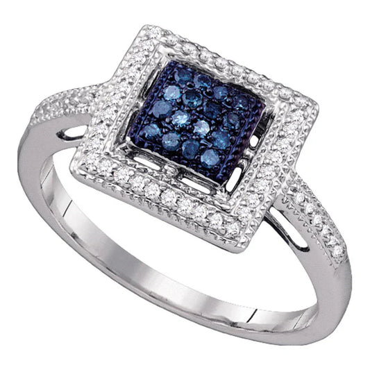 0.25ct Blue Lab Diamond Cluster Ring | 10K White Gold | VS2+